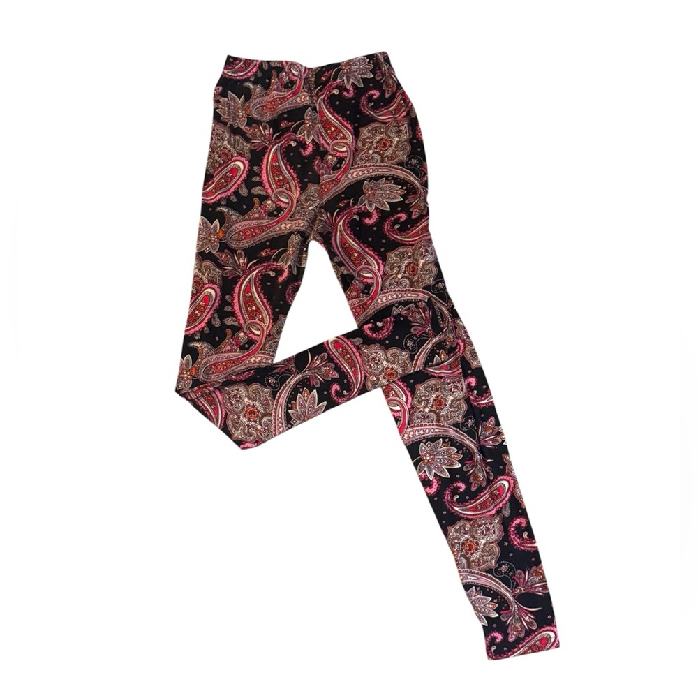 Fashion Nova Paisley Print Leggings Red Black Stretchy High Waist (One Size)